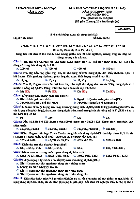 Đề khảo sát chất lượng Lớp 9 (Lần 2) môn Hóa học - Mã đề 863 - Năm học 2019-2020 - Phòng giáo dục và đào tạo Cẩm Giàng